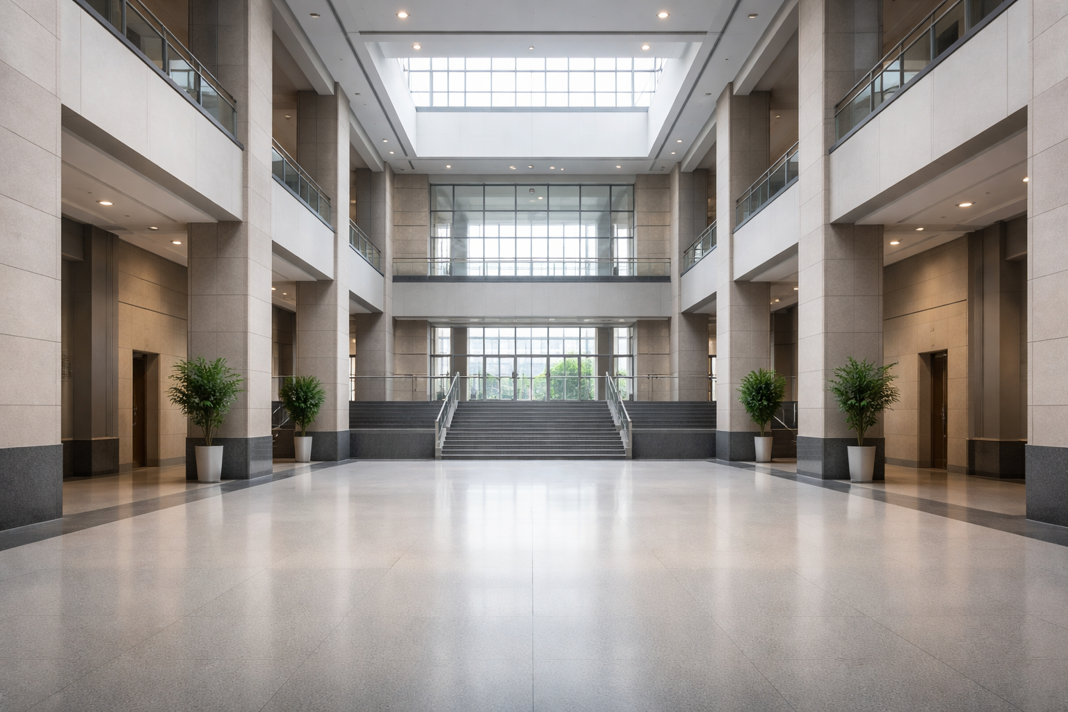 Interior view of a contemporary government building showing architectural details of institutional design with natural lighting and neutral materials.
