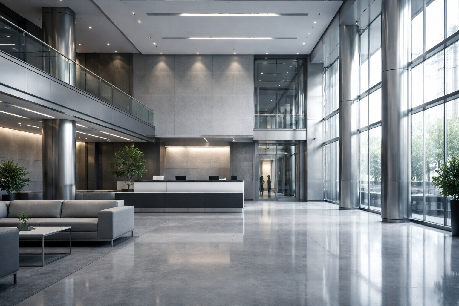 A contemporary institutional interior with modernist architecture, natural lighting, and neutral tones suggesting a financial regulatory or exchange office environment.